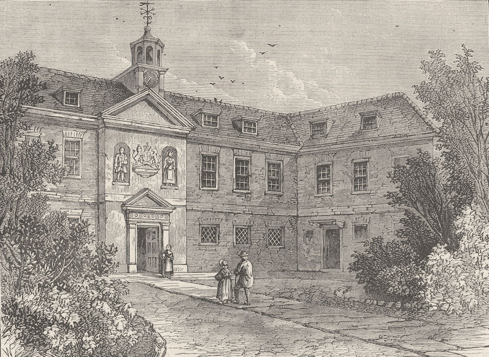 WESTMINSTER. The Grey-Coat School. London c1880 old antique print picture